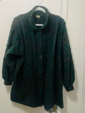 George Dark Green Textured Teddy Jacket